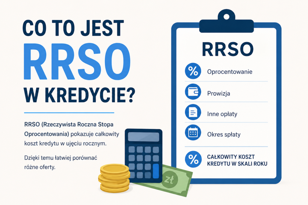 Co to jest RRSO w kredycie – prosta grafika wyjaśniająca, co wpływa na RRSO i koszty kredytu